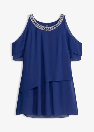 Blouse van fijne chiffon met strassapplicatie