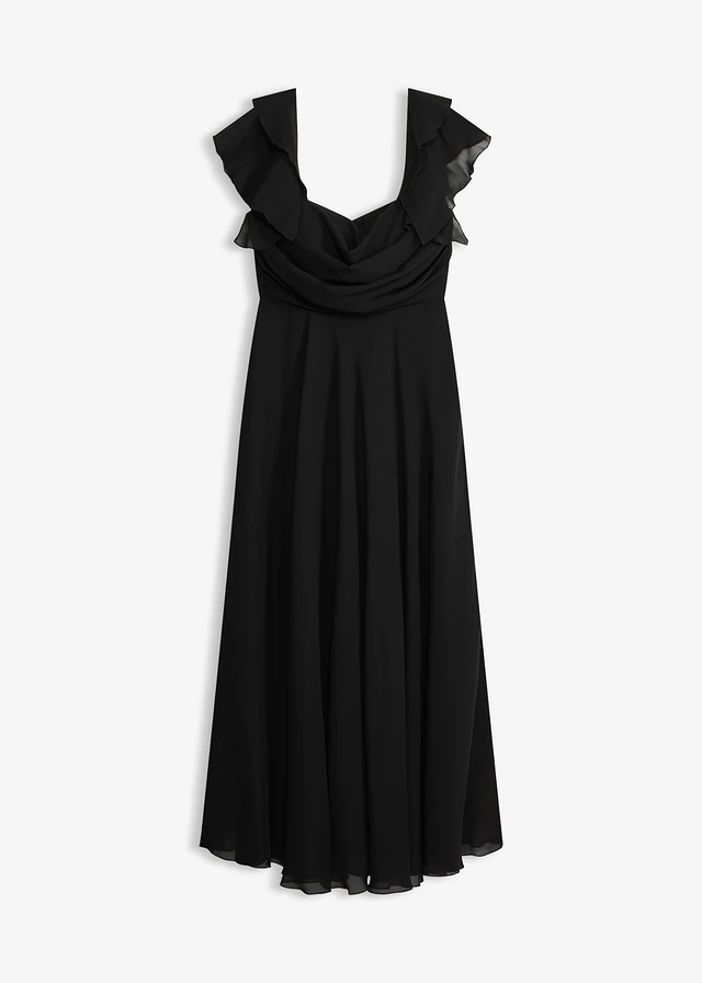 Robe de soirée en mousseline, Couleur: noir