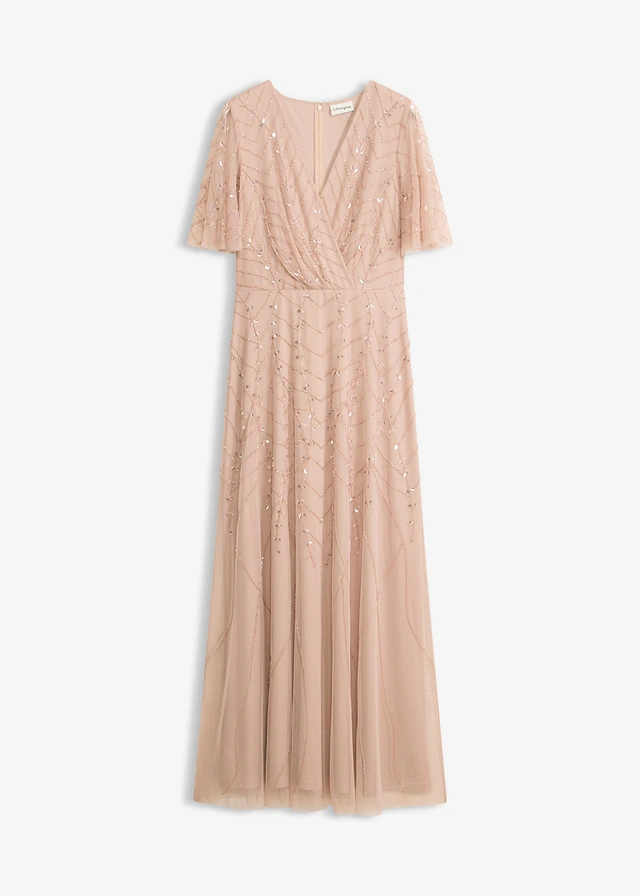 Robe de soirée en tulle délicat à sequins brodés