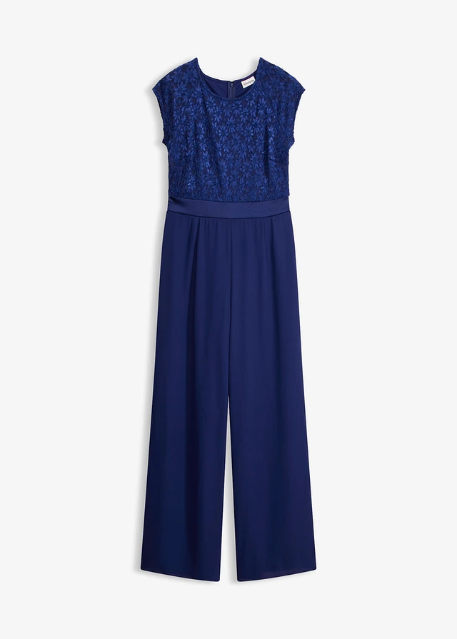Jumpsuit van fijne chiffon met kant
