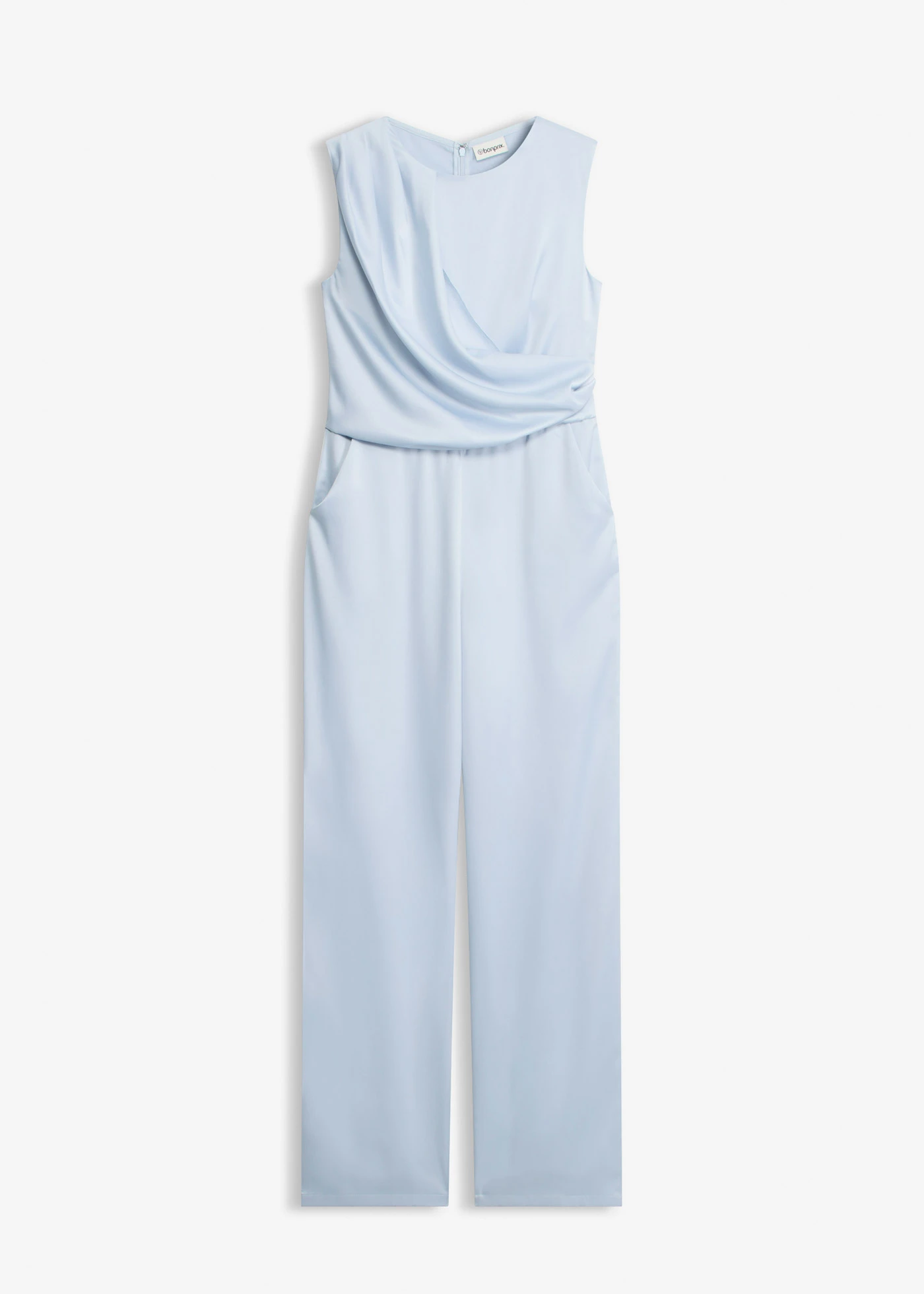 Jumpsuit van glanzend satijn • poederblauw • bonprix online shop