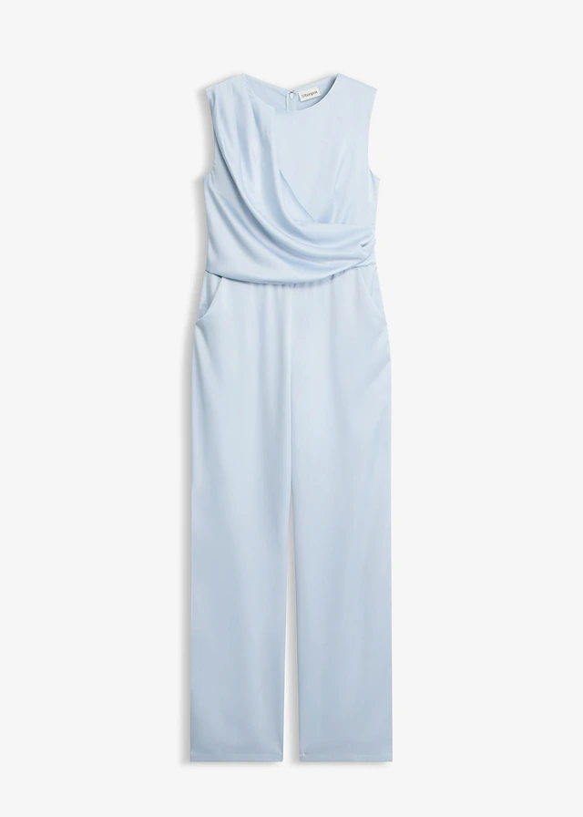 Jumpsuit van glanzend satijn, Kleur: poederblauw
