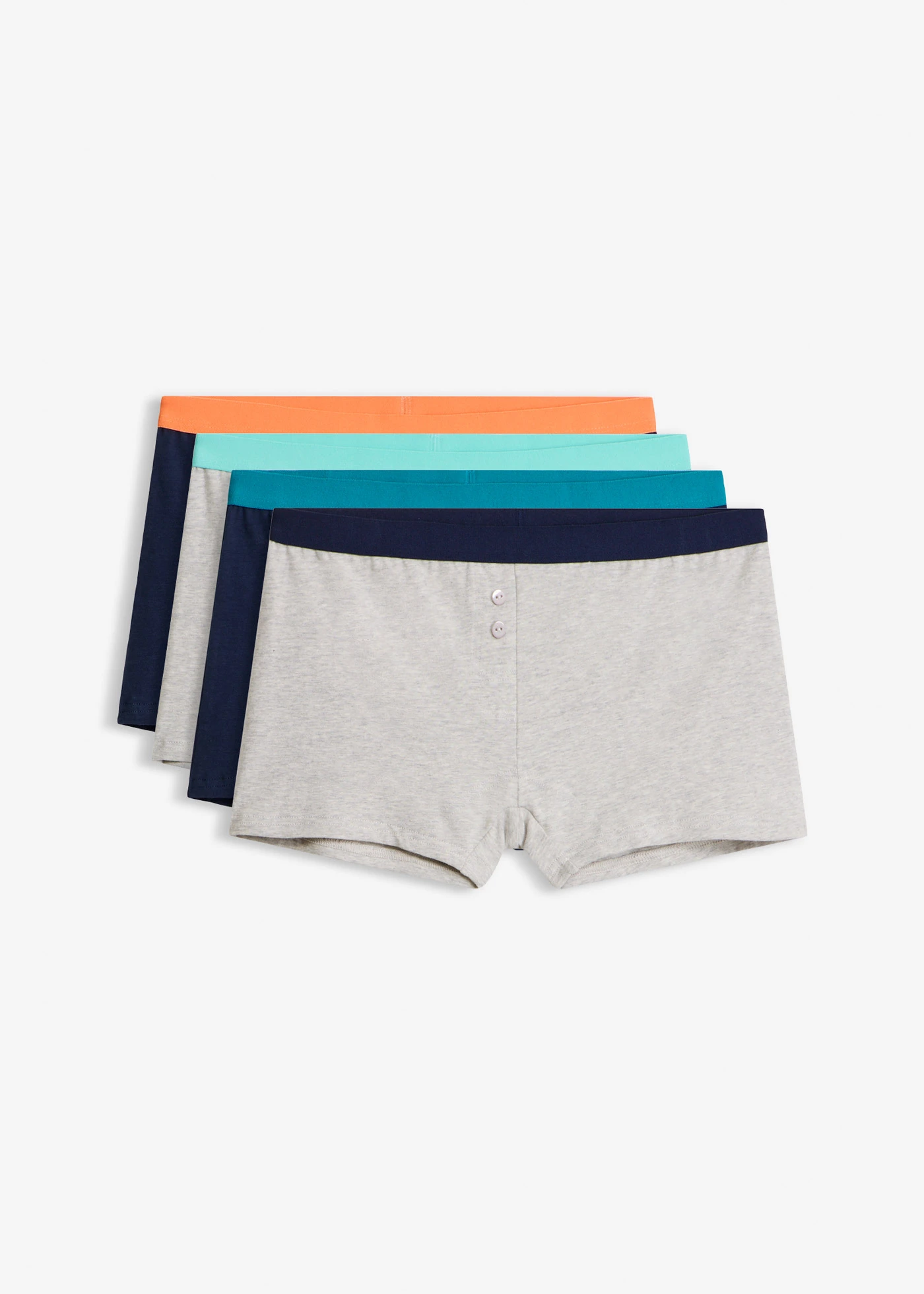 Lot de 4 boxers femme • bleu foncé + gris clair chiné • Boutique bonprix