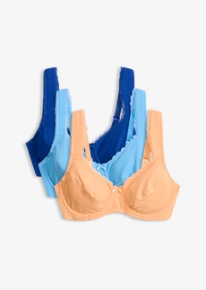Sutien cu armătură cu bumbac organic (set/3 buc.) • albastru-cobalt+galben-caisă+albastru-baby • magazin bonprix
