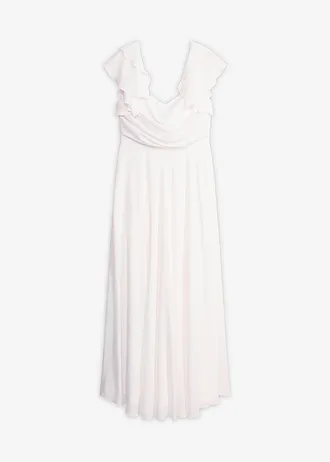 Rochie de mireasă din șifon fin, cu drapaj