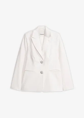 Blazer met sierknopen, Kleur: wolwit