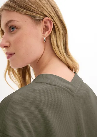 Gilet long en sweat doux • olive foncé • Boutique bonprix