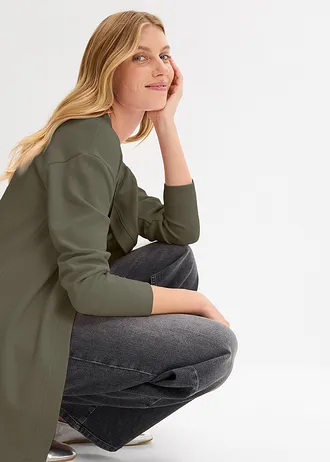 Gilet long en sweat doux • olive foncé • Boutique bonprix