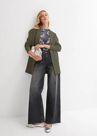 Gilet long en sweat doux • olive foncé • Boutique bonprix