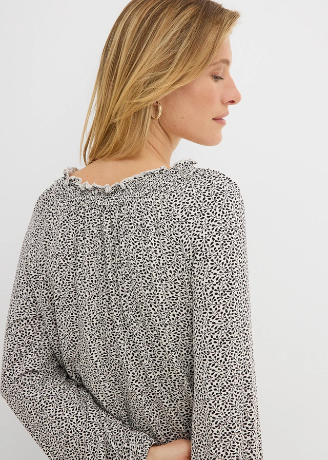 Longsleeve in een viscosemix • wolwit-zwart • product-page.page-title-suffix