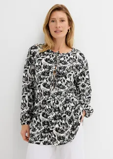 Tunică lungă din viscoză • alb-negru, cu imprimeu • magazin bonprix