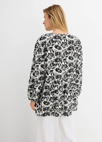 Długa tunika z wiskozy • biało-czarny z nadrukiem • sklep bonprix