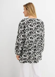 Tunică lungă din viscoză • alb-negru, cu imprimeu • magazin bonprix