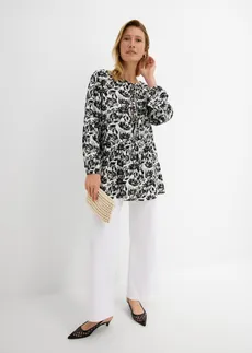 Tunică lungă din viscoză • alb-negru, cu imprimeu • magazin bonprix