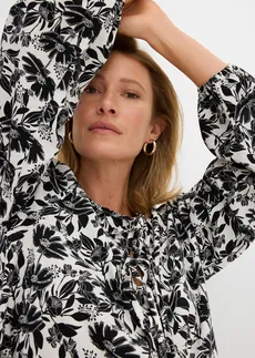 Dlhá tunika z viskózy • biela/čierna potlačená • obchod bonprix