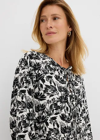 Lange tuniek van viscose • wit-zwart gedessineerd • bonprix online shop