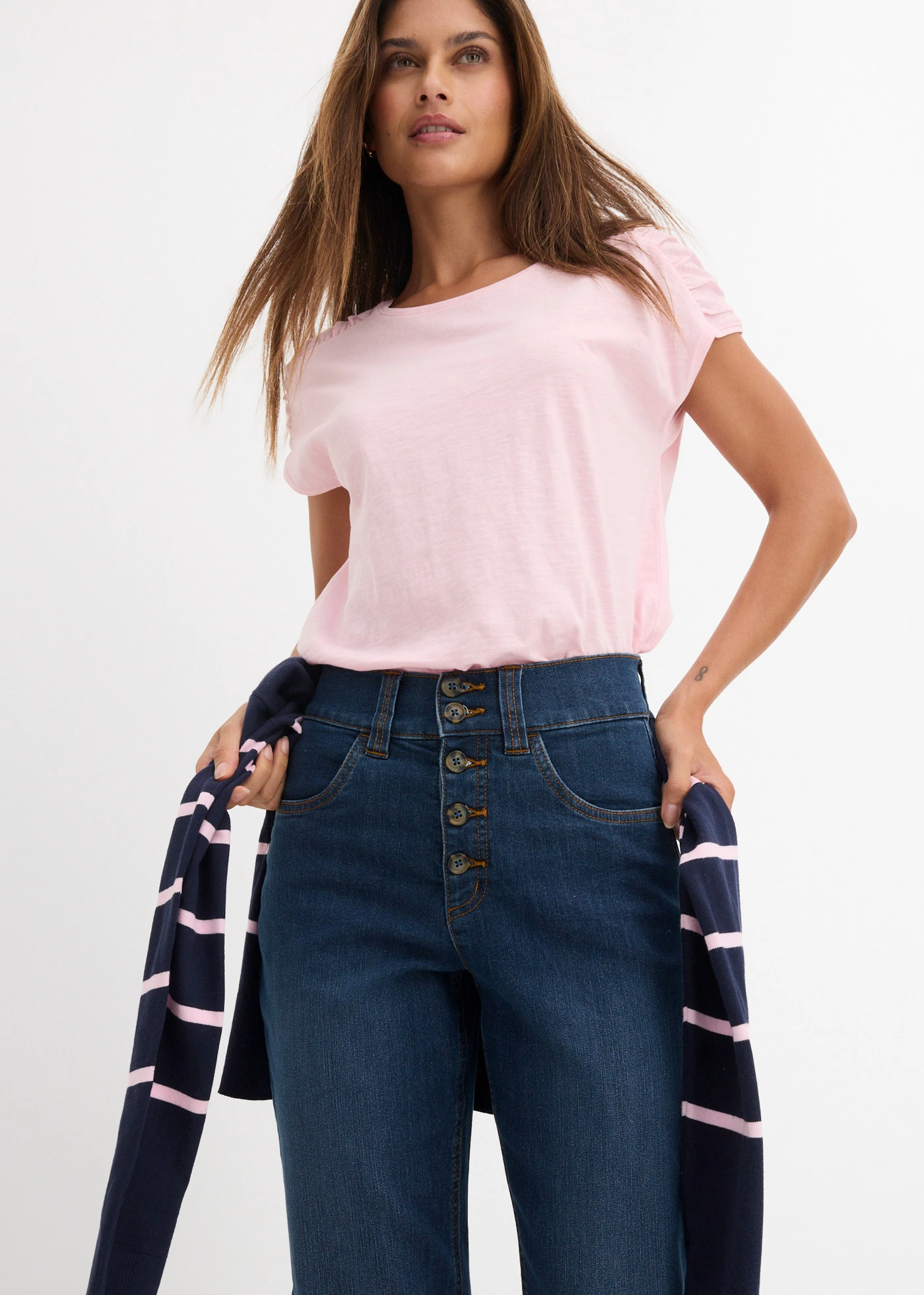 Strečové džíny Straight, High Waist • tmavě modrý denim used • bonprix obchod