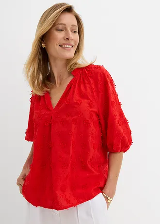 Blouse longue 100% coton, Couleur: fraise