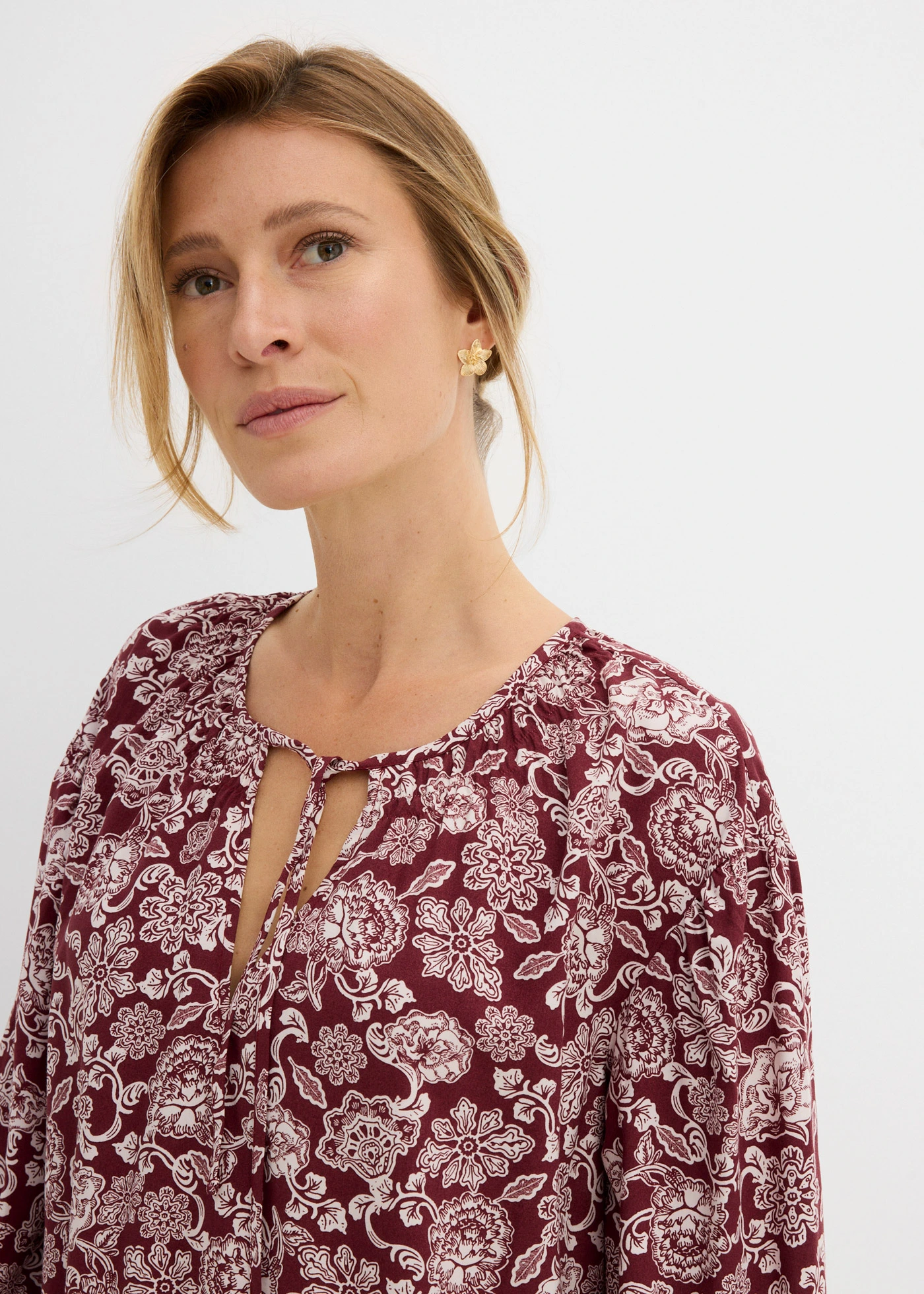 Tuniekjurk van soepele viscose • robijnrood-lichtroze met print • bonprix online shop