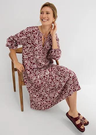 Tuniekjurk van soepele viscose • robijnrood-lichtroze met print • bonprix online shop