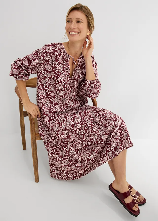 Tuniekjurk van soepele viscose • robijnrood-lichtroze met print • product-page.page-title-suffix