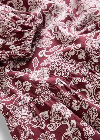 Rochie tip tunică din viscoză fluidă • roșu-rubiniu-roz pal cu imprimeu • magazin bonprix