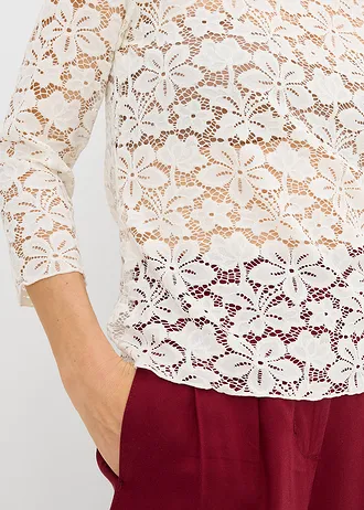 Getailleerd kanten shirt • wolwit • bonprix online shop