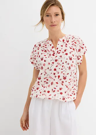 Tuniekblouse van soepele viscose • wolwit gebloemd • bonprix online shop