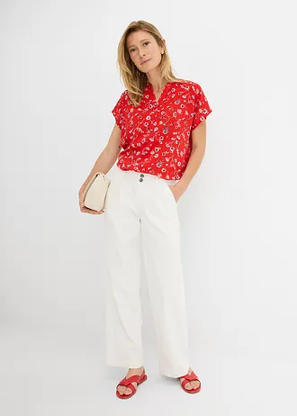 Blouse en viscose fluide, Couleur: fraise floral