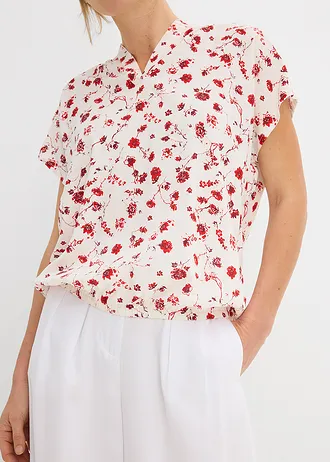 Tuniekblouse van soepele viscose • wolwit gebloemd • bonprix online shop