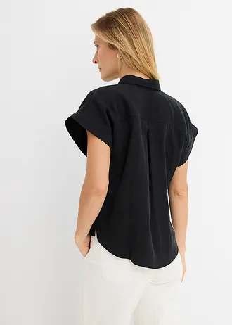 Overhemdblouse in een soepele lyocellmix • zwart • bonprix online shop