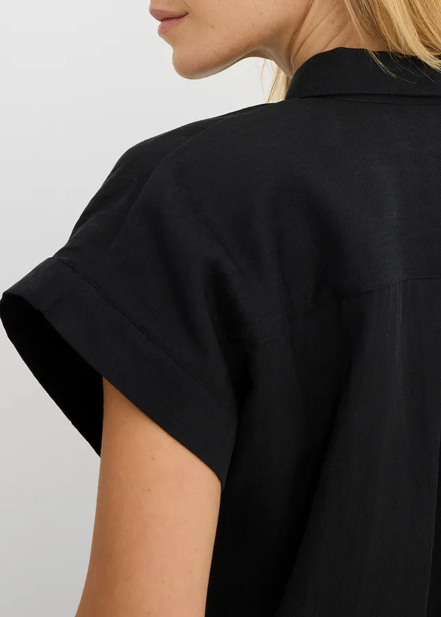 Overhemdblouse in een soepele lyocellmix • zwart • product-page.page-title-suffix