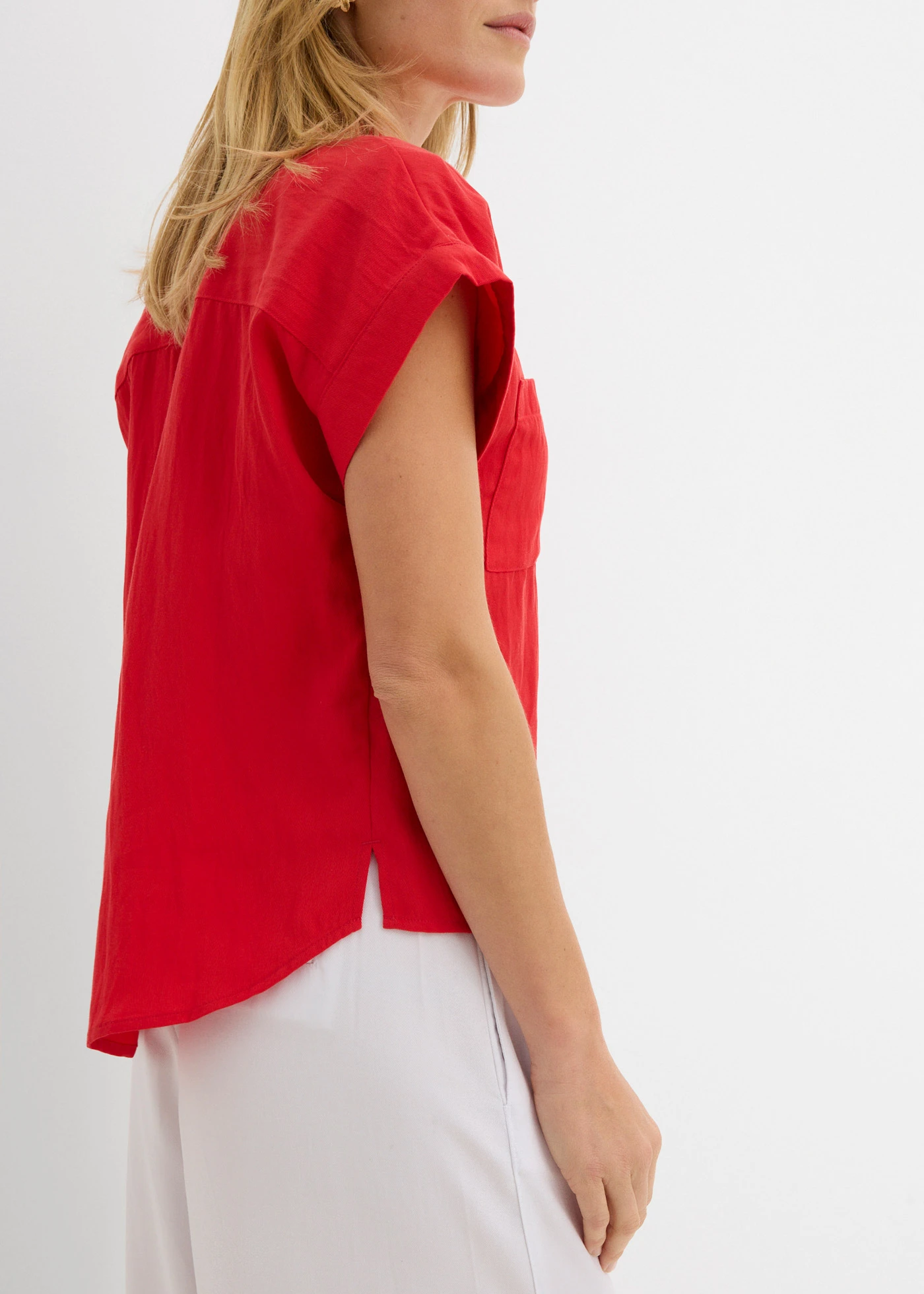 Overhemdblouse in een soepele lyocellmix • aardbeirood • bonprix online shop