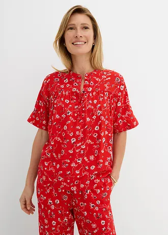 Blouse ample en viscose fluide, Couleur: fraise floral