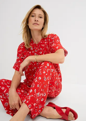 Blouse van soepele viscose • aardbeirood gebloemd • bonprix online shop