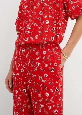 Broek van soepele viscose • aardbeirood gebloemd • bonprix online shop