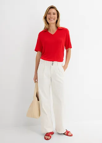 Poloshirt in gebreide look • aardbeirood • bonprix online shop