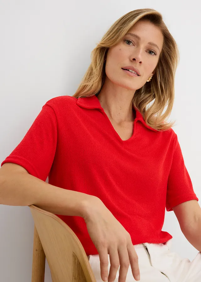 Polo aspect maille • fraise • product-page.page-title-suffix
