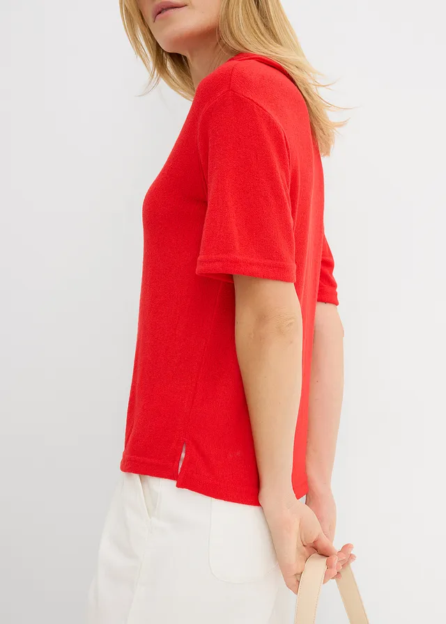 Poloshirt in gebreide look • aardbeirood • product-page.page-title-suffix