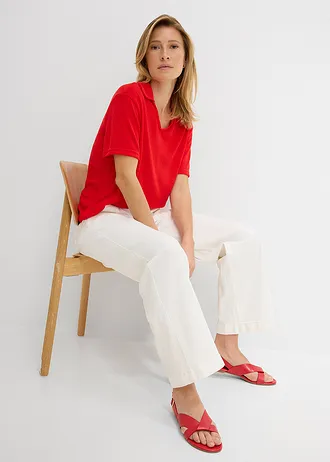 Poloshirt in gebreide look • aardbeirood • bonprix online shop