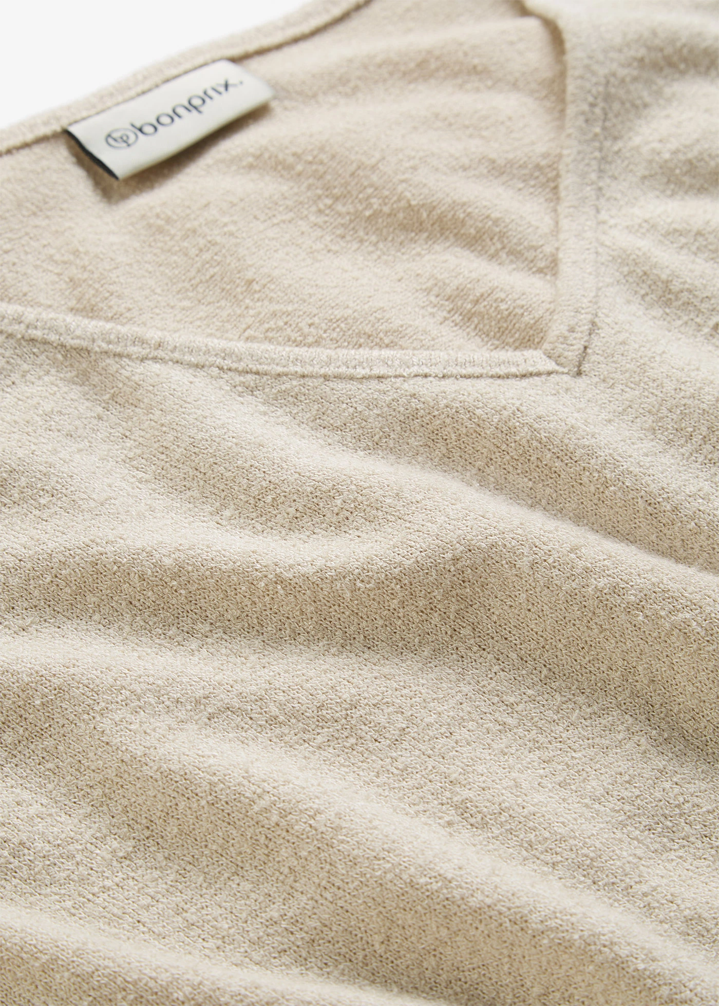 Bluză oversize cu aspect tricotat • bej nisipiu mat • magazin bonprix