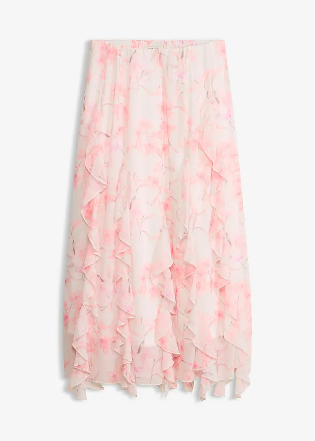 Jupe longue en mousseline légère, Couleur: écru floral