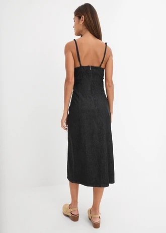 Spijkerjurk met split, Kleur: zwart denim
