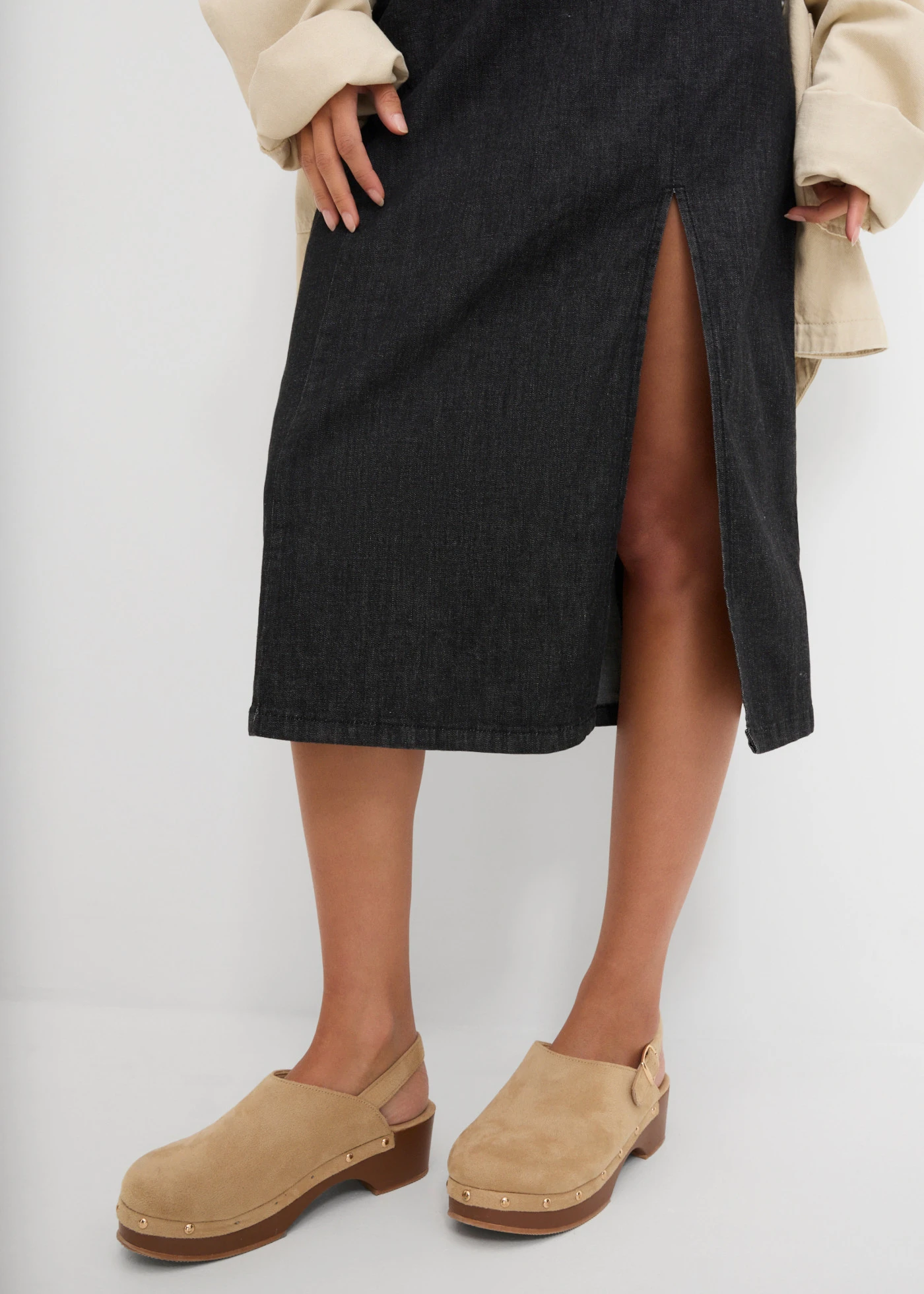 Robe en jean fendue • noir denim • Boutique bonprix