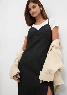 Rochie de blugi cu crăpătură • negru denim • magazin bonprix