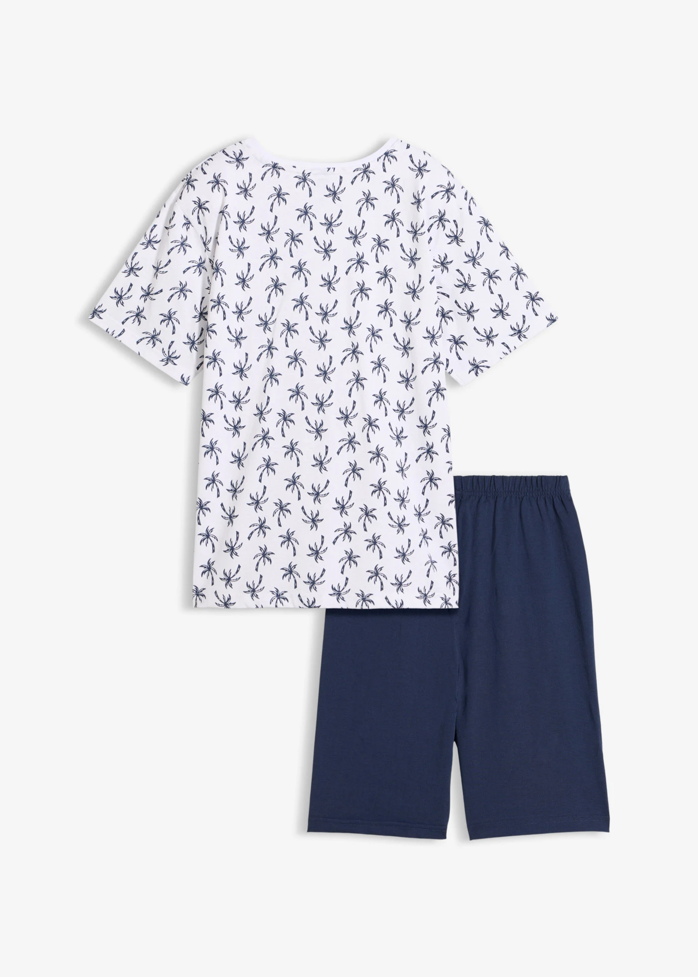 Shortama van puur katoen (2-dlg. set) • wit-donkerblauw met print • bonprix online shop