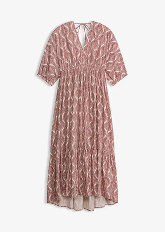 Rochie maxi din viscoză fluidă • roșu oxid/alb perlat grafic • magazin bonprix