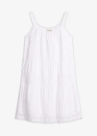 Robe à fines bretelles en viscose avec dentelle • blanc • Boutique bonprix