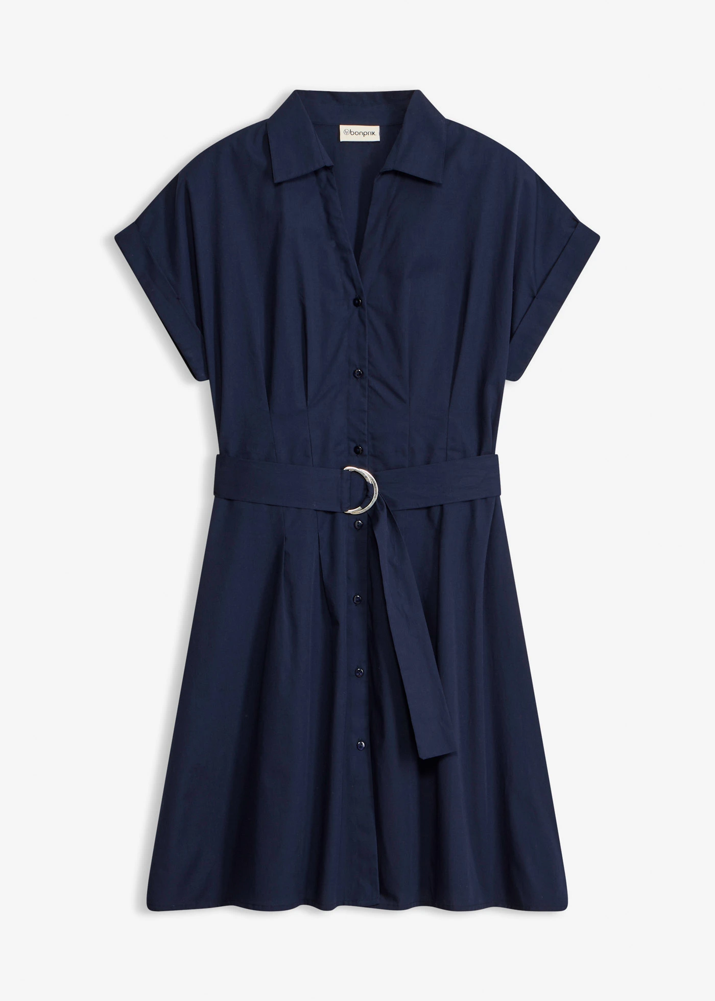 Gebloemde jurk van puur katoen • donkerblauw • bonprix online shop