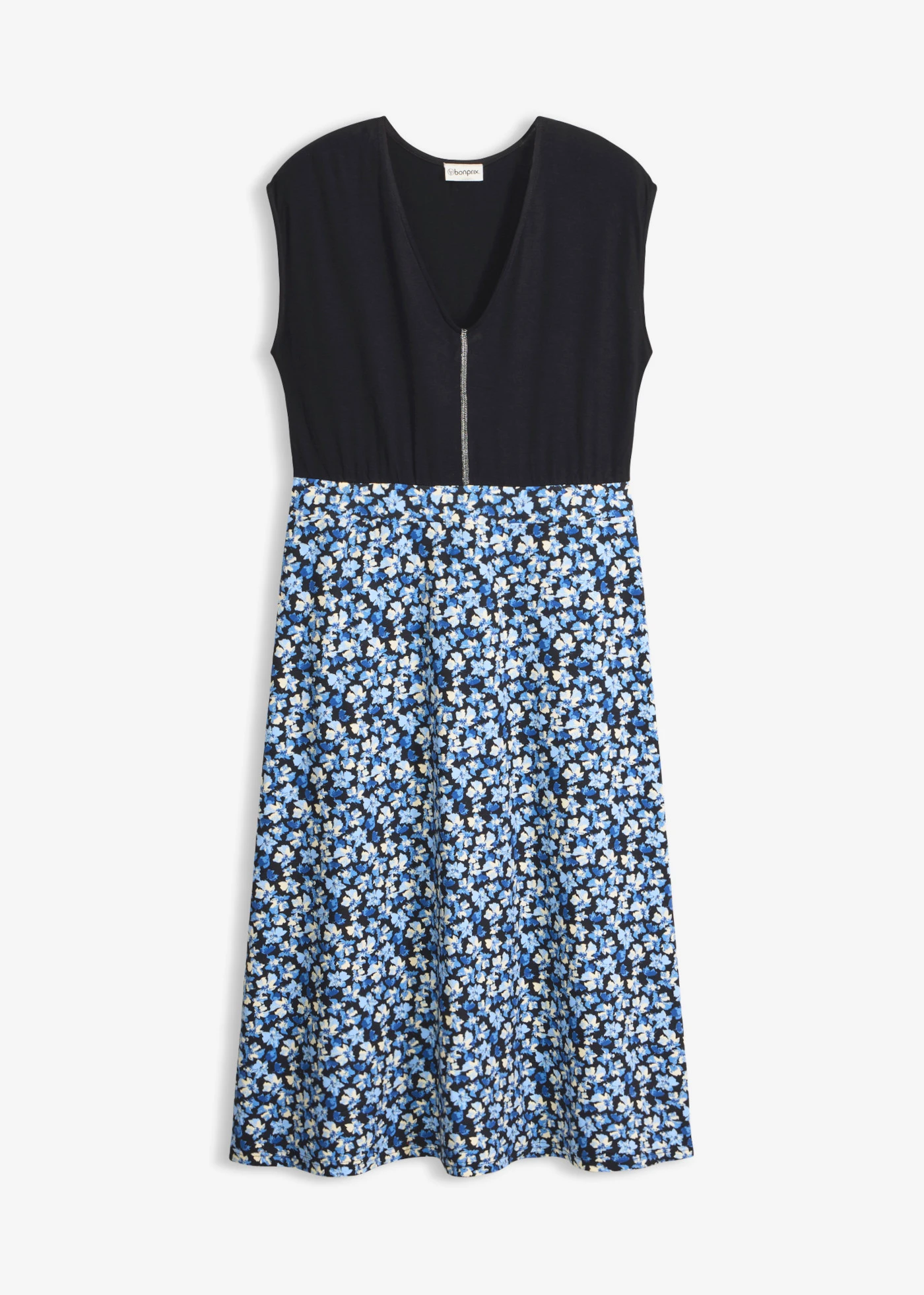 Robe midi en jersey viscose • bleu cristal floral • Boutique bonprix